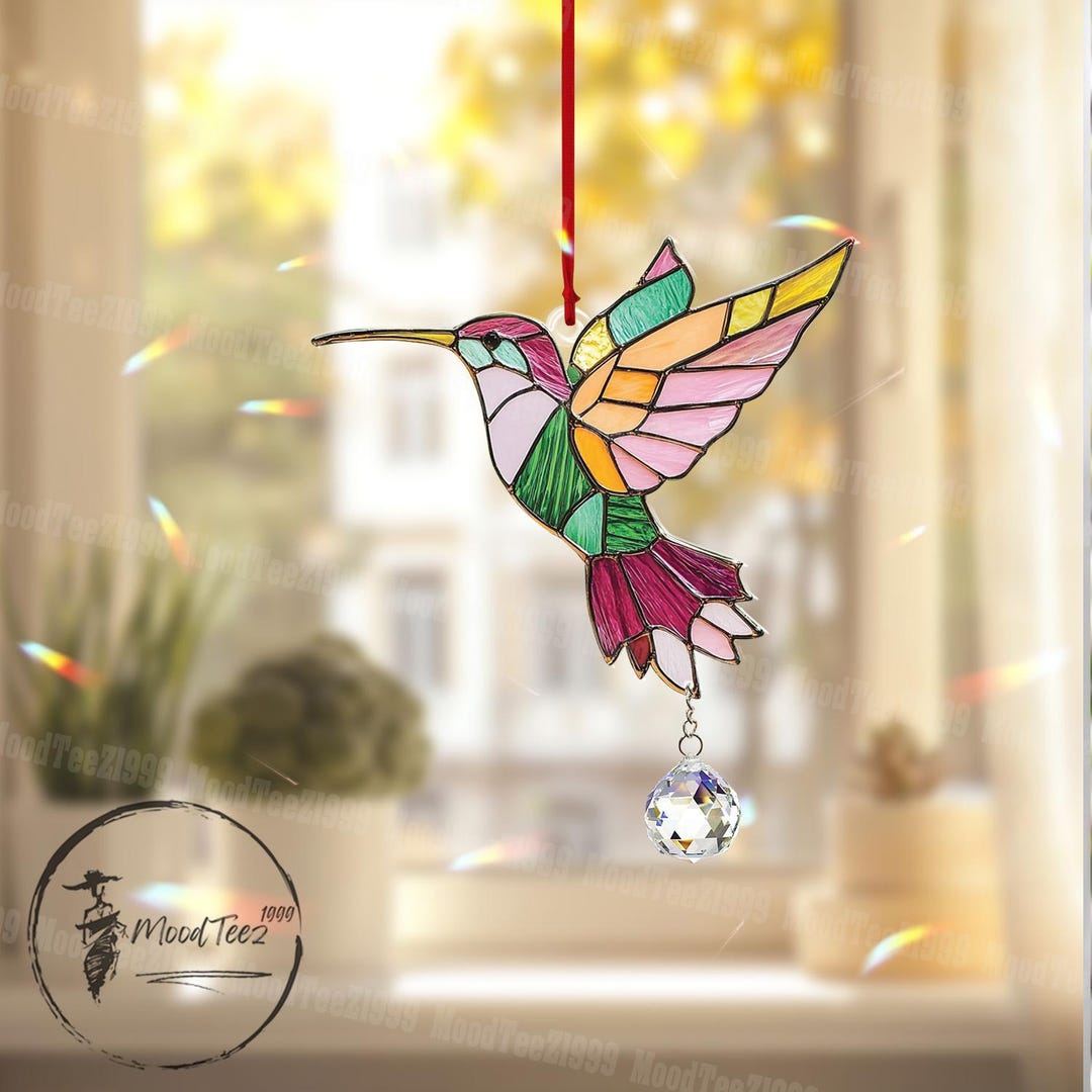 Hummingbird Ornament: Acrylic Window Decor With Crystal Charm - Etsy