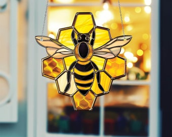 Bee Acrylic Window Hanging Decor, Honeycomb Window Hangings, Wall Art Decoration, Honeycomb Lovers Gift, Gift For Mom, Bee Lovers Gift