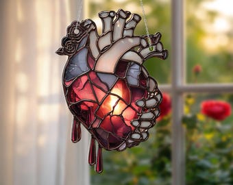 Anatomical Heart Window Hanging: Gothic Valentine's Day Decor
