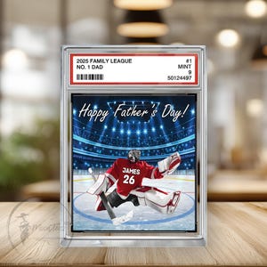 Plaque de bloc acrylique personnalisée pour carte à collectionner, papa de famille, hockey n°1, cadeau de fête des pères pour amateur de hockey, joueur de hockey, cadeau pour mari