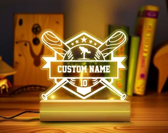 Personalized Baseball LED Light, Sport Baseball Night Light, Baseball Name Bedroom Sign, Kids Bedroom Decor, Custom Gift for Fans,Home Decor