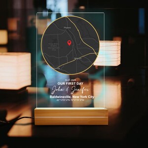 Custom Our First Day Location Night Light, Custom The Night We Met City Map, First Date Andenken, Jahrestagsgeschenk, Valentinstagsgeschenk