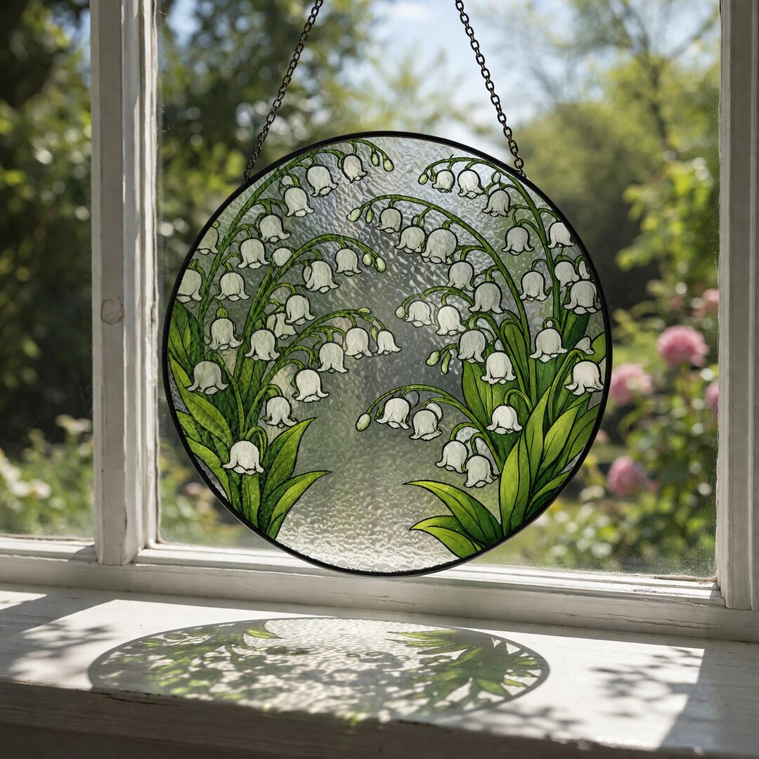Lily of the Valley Stained Glass Window Hanging, Floral Suncatcher ...