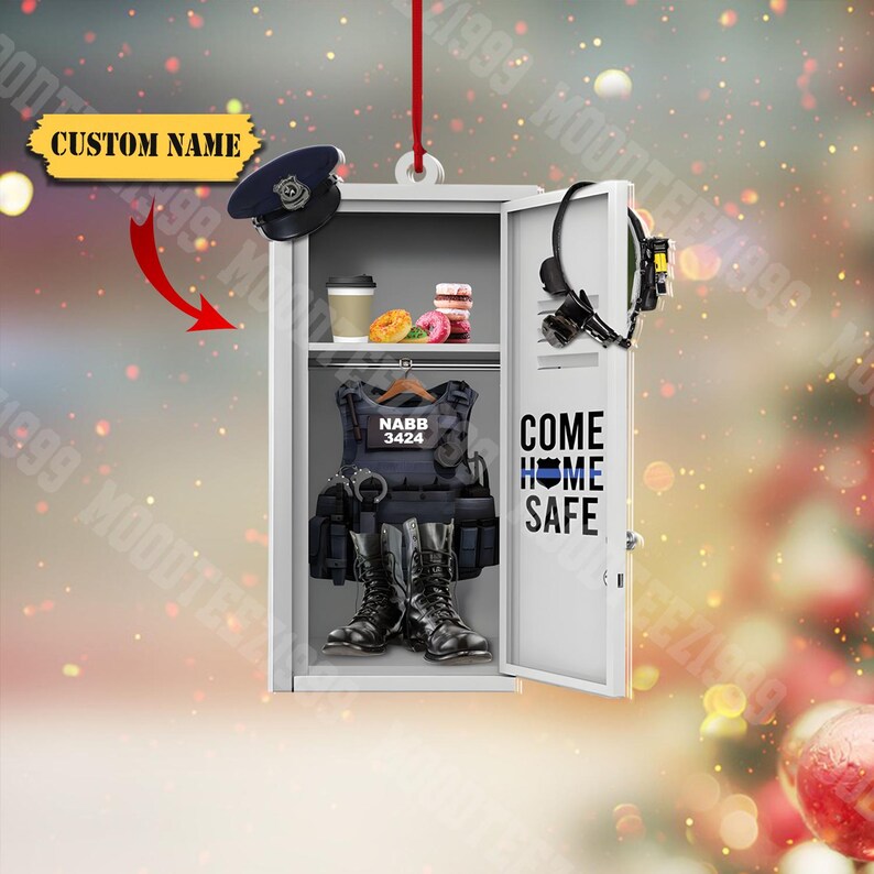 Personalized Police Locker Room Christmas Ornament, Police Come Home