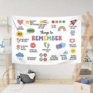 Positive Affirmation Tapestry: Kids Mental Health Decor, Growth Mindset Banner