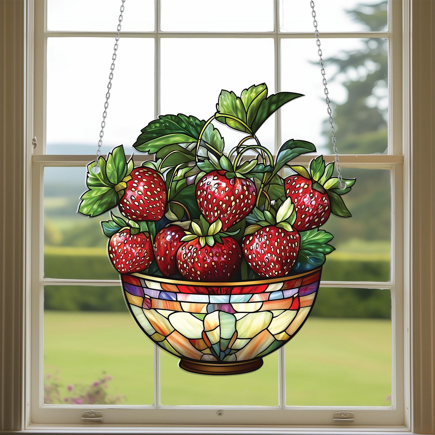 Strawberry Acrylic Window Hanging: Stained Glass Style Art - Etsy