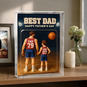 Basketball Dad personalisierte Sammelkarte Acrylblock Plaque, individuelles Vatertagsgeschenk von Kind, Sport Dad Andenken, Papa & KidS Decor