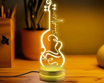Custom Guitar Desk Lamp Gift for Musicians, Personalized Classic Guitar Lamp as Gift for Guitarist, Custom Night Light Gift for Music Lovers