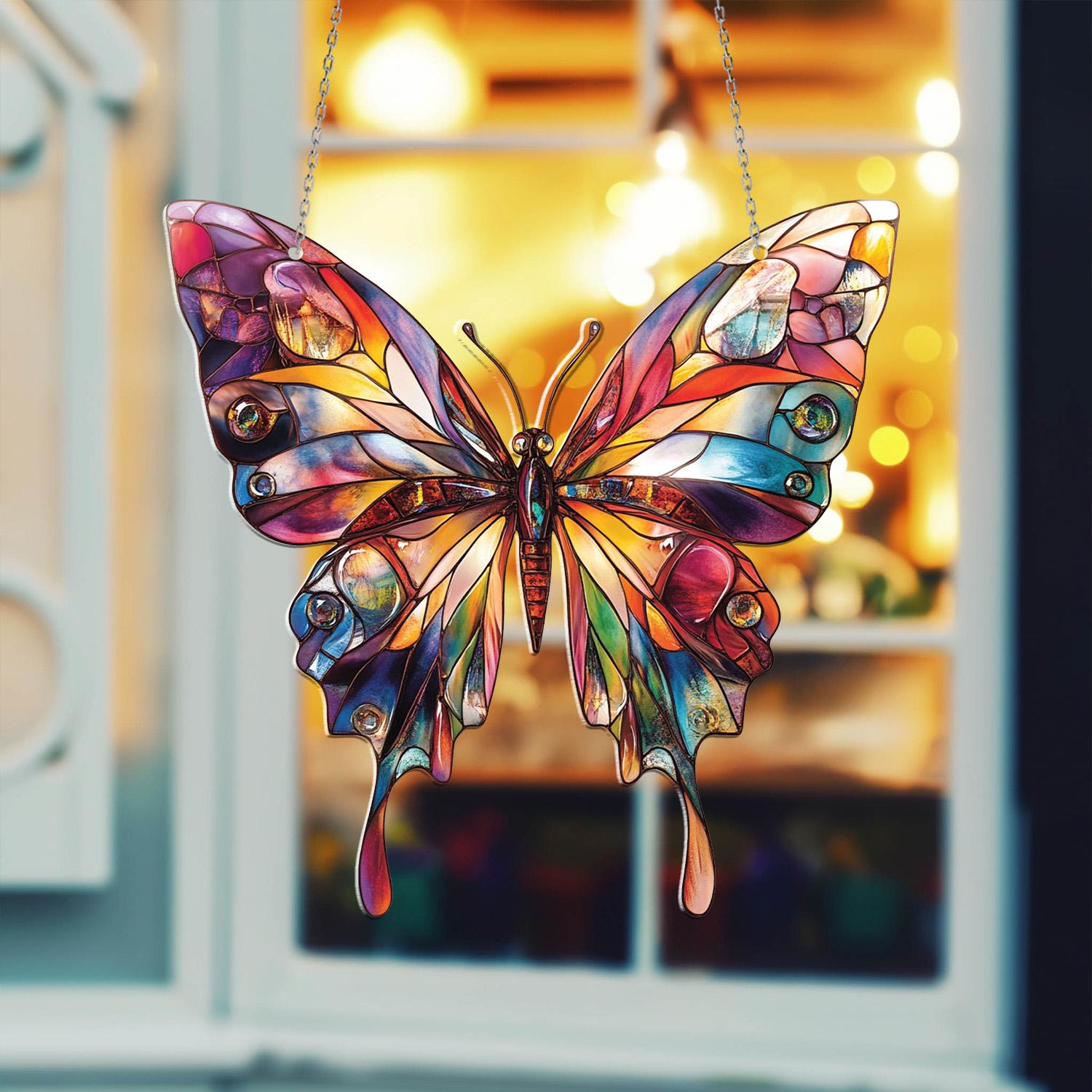 蝶のアクリル窓飾り：カラフルな室内装飾 - Etsy 日本