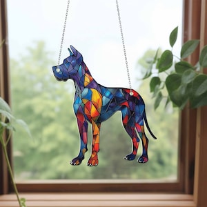 Adorno de ventana con forma de gran danés, Regalo para amantes de los gran daneses, Decoración de gran danés, Regalo para dueños de perros, Regalo por la pérdida de una mascota