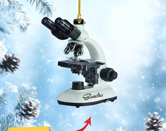 Personalized Microscope Ornament: Science Christmas Ornament