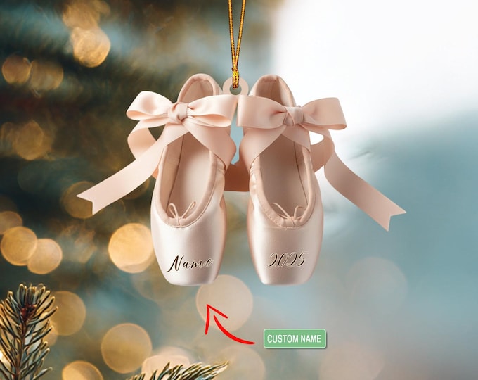 Custom Name Ballet Shoes Ornament: Personalized Christmas Tree Decoration