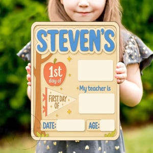 Custom First Day of School Wood Sign: Reusable Back to School Board