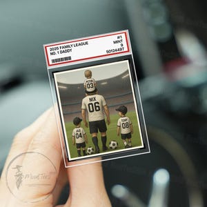 サッカーNo.1のお父さん、おじいちゃん、男性、キッズトレーディングカードスタイルのパーソナライズされた車のバイザークリップ、サッカーパパ、夫への父の日ギフト