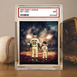 Targa in acrilico personalizzata con il nome del papà, nonno, uomo e bambini, numero 1 del baseball, in stile carte da gioco, regalo per la festa del papà per papà e marito appassionati di baseball.