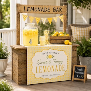 Personalized Lemonade Stand Table Runner, Kids Summer Business Stand Banner, Custom Lemon Booth Sign, Farmers Market Decor