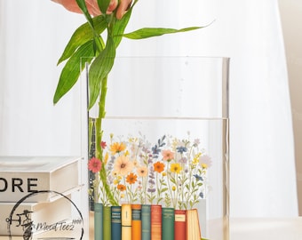 Book Vase: Acrylic Bookshelf Decor, Cottagecore Book Lover Gift