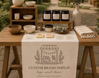 Custom Logo Table Banner,Personalized Vendor Display Cloth,Small Business Market Table Runner,Logo Event Decor Banner,Craft Fair Booth Sign