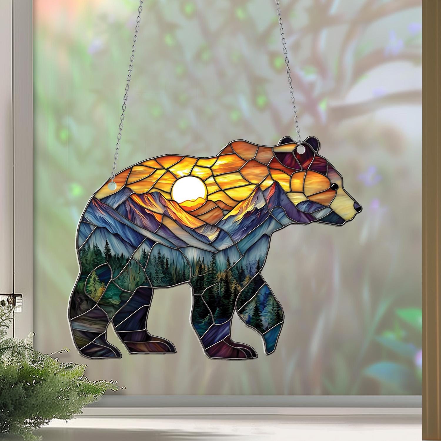 Grizzly Bear Acrylic Window Hanging: Nature Art Home Decor - Etsy