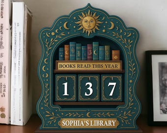 Personalized Books Read Tracker, Books Read This Year Display, Book Lover Gift, Home Library Decor 2025, Wooden Reading Counter Sign