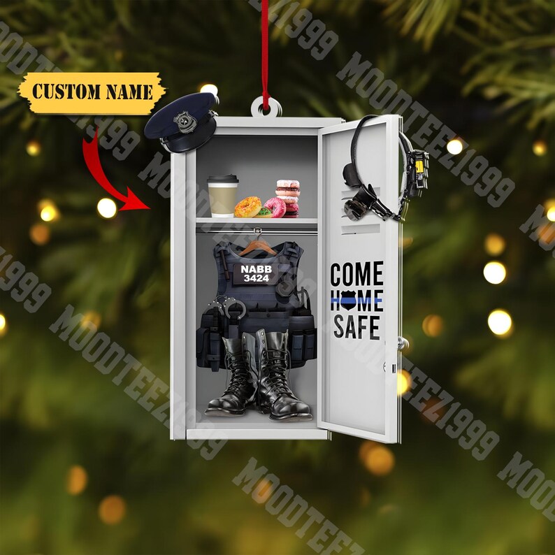 Personalized Police Locker Room Christmas Ornament, Police Come Home