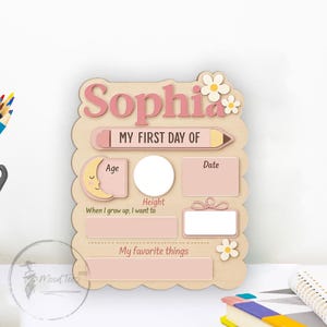 Personalized First Day School Sign, Back to School Sign, Kindergarten 1st Day of School Sign Reusable, Custom First Day School Sign
