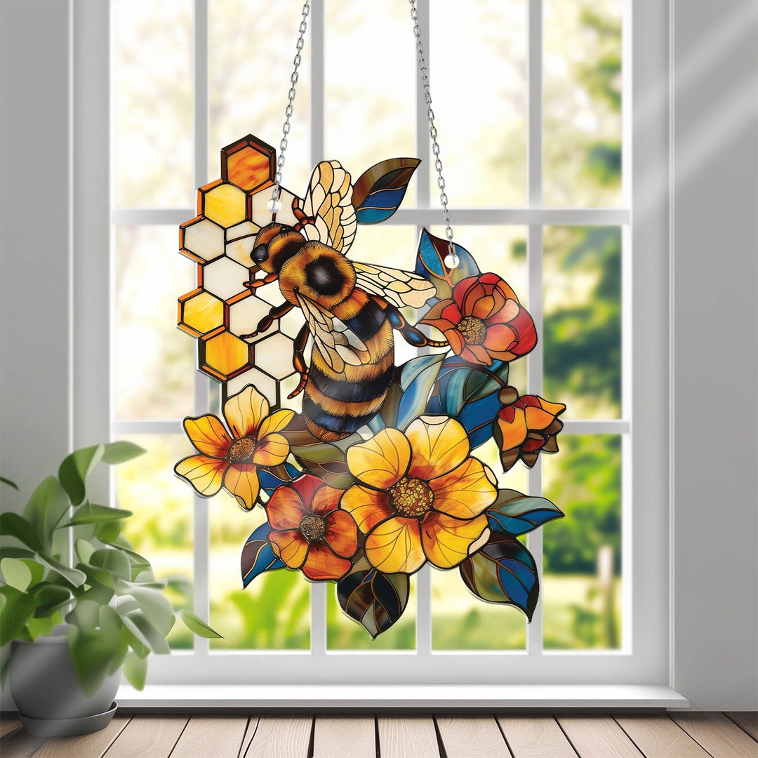Bee Honeycomb Acrylic Window Hanging Decor, Honeycomb Window Hangings ...
