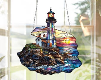 Lighthouse Acrylic Window Hanging: Coastal Home Decor