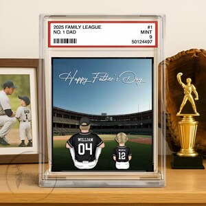 Targa in acrilico personalizzata con il nome del papà, nonno, uomo e bambini, numero 1 del baseball, in stile carte da gioco, regalo per la festa del papà per papà e marito appassionati di baseball.