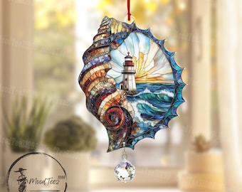 Farol em acrílico com pingente de cristal para janela