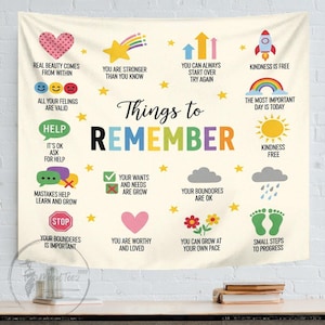 Positive Affirmation Tapestry: Kids Mental Health Decor, Growth Mindset Banner