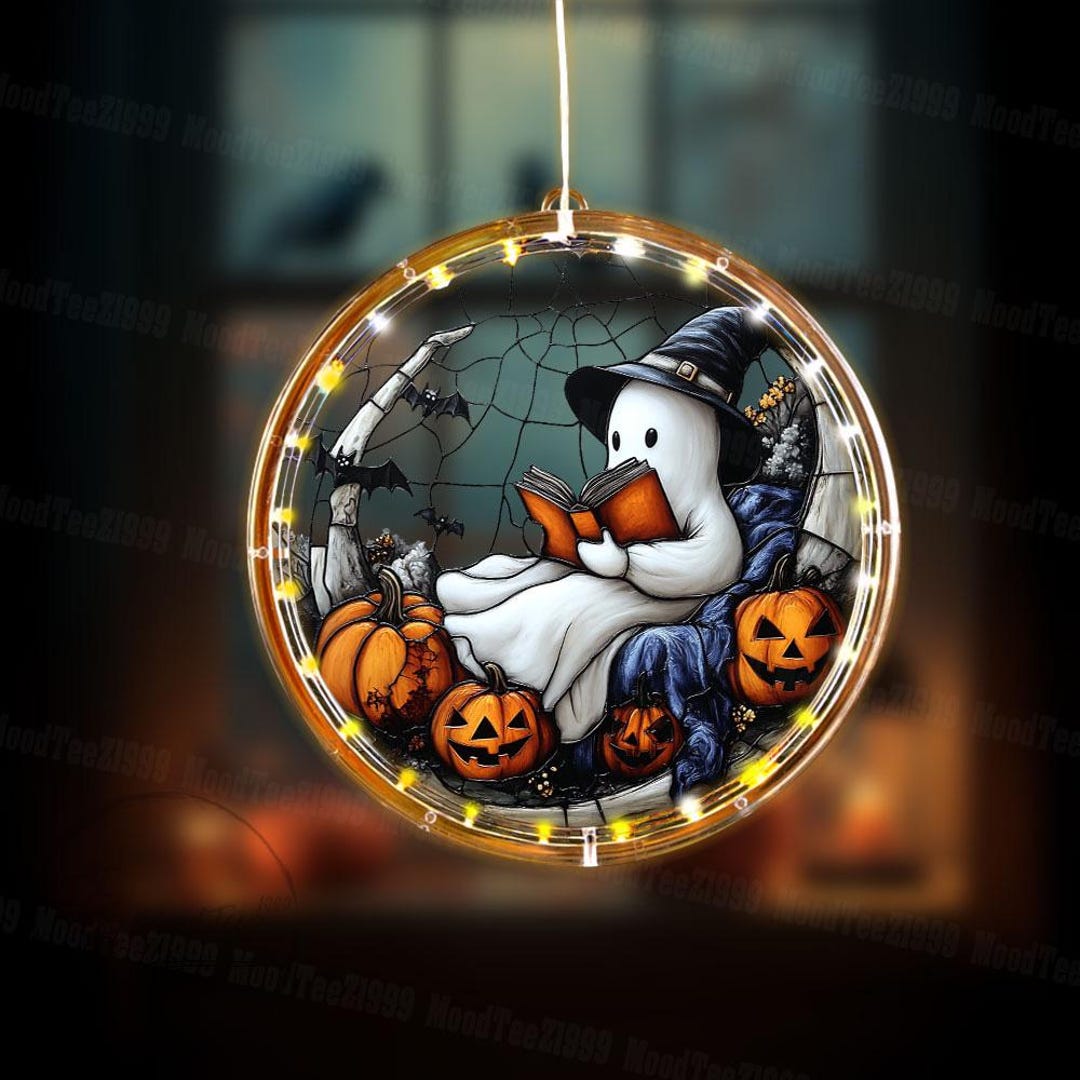 ハロウィンゴーストLED吊り下げライト：不気味なアクリル製秋の