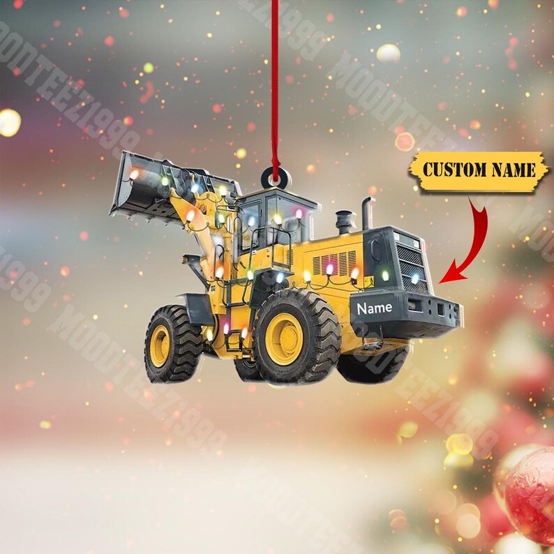 Personalized Bulldozer Christmas Ornament, Construction Heavy Equipment