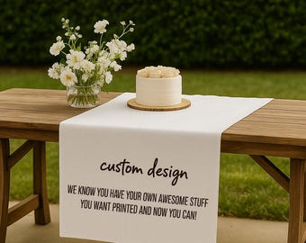 Personalized Wedding Table Sign: Linen Fabric, Custom Last Name & Date