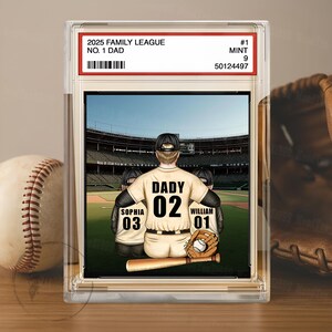 Targa in acrilico personalizzata con il nome del papà, nonno, uomo e bambini, numero 1 del baseball, in stile carte da gioco, regalo per la festa del papà per papà e marito appassionati di baseball.