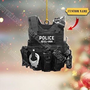 Personalized American Police Uniform Ornament, Police Outfit Ornament, Gift For Police, Gift For Sheriff, Police Bulletproof Vest Ornament