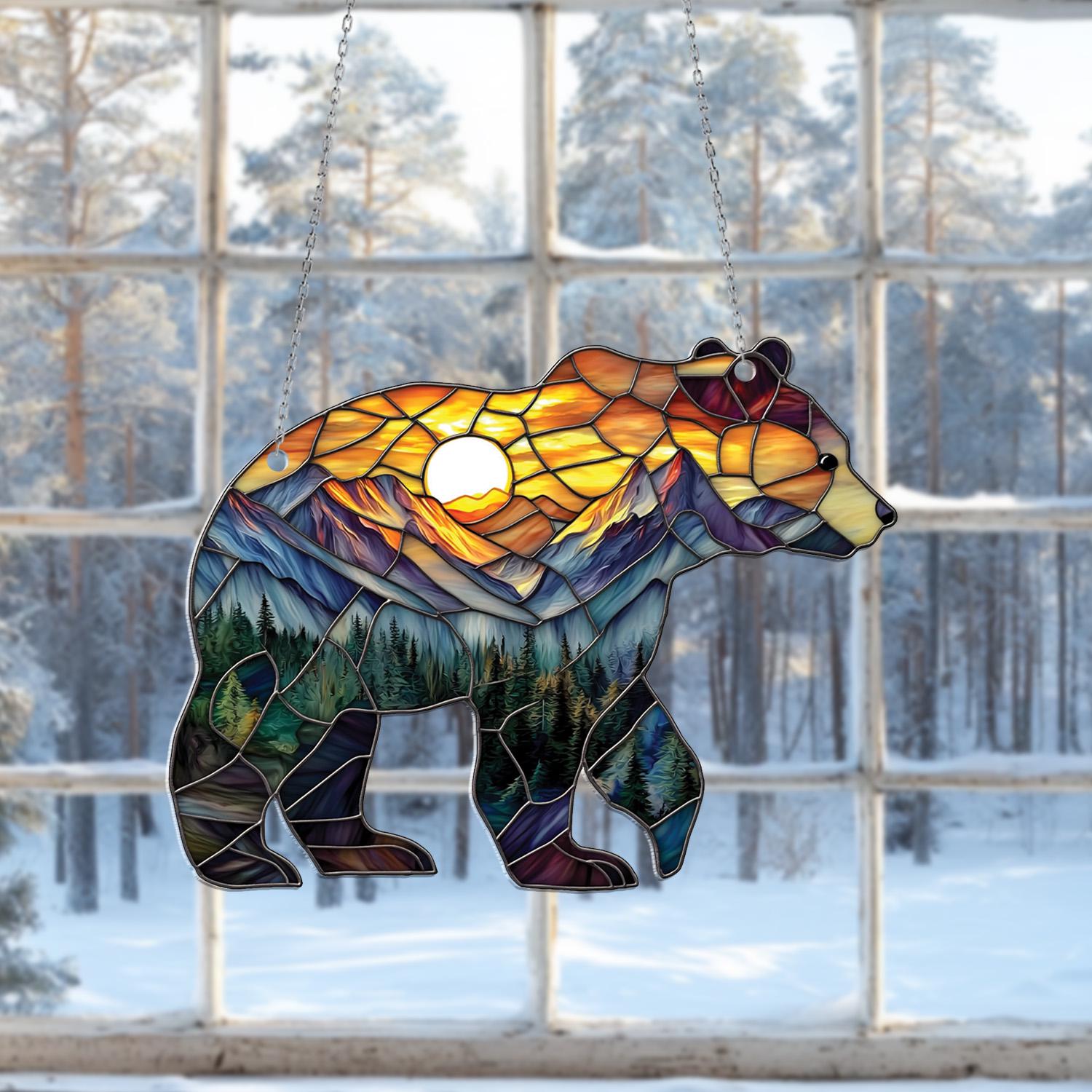Grizzly Bear Acrylic Window Hanging: Nature Art Home Decor - Etsy