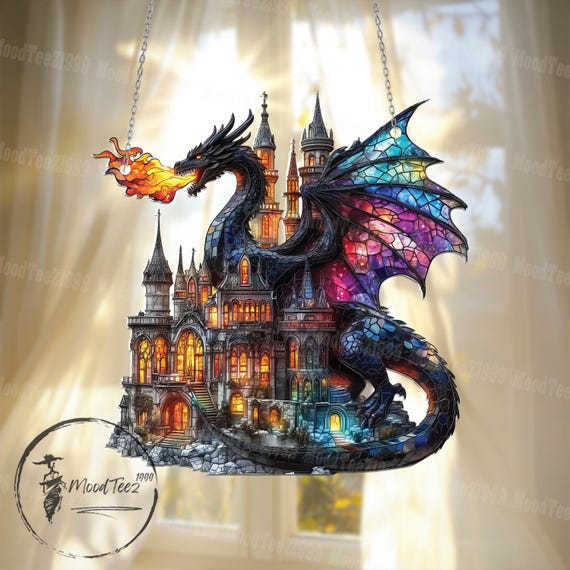 Attrape-soleil Dragon Décoratif - Ornement Acrylique à Suspendre Sur Fenêtre | Décoration Murale Animale Colorée