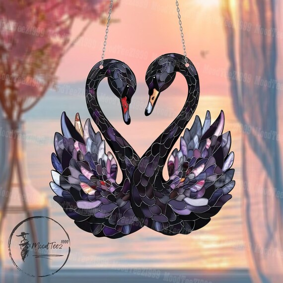 Black Swan Acrylic Window Hanging: Gothic Love Decor - Etsy