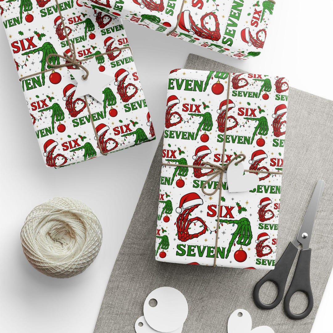 Funny 6, 7 Christmas Wrapping Paper, Meme Gift Wrap - Etsy