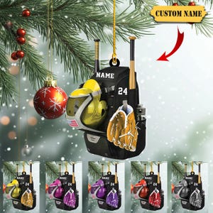 Personalisierte Baseballtasche Auto hängende Verzierung, kundenspezifische flache Acrylverzierung, Weihnachtsverzierung, Baseballtasche Geschenk, Baseballverzierung