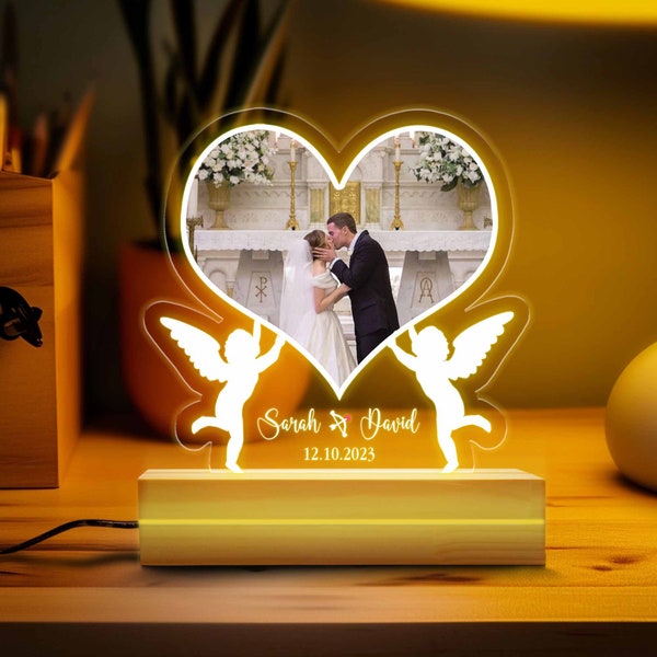 Heart With Wings Led Lamp, Gift For Her, Engagement Gift for Couple, Romantic Christmasgift, Personalized Gift with Name, Valentine Gift.