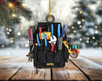 Personalized Electrician Tool Bag Christmas Ornament: Gift for Electrician