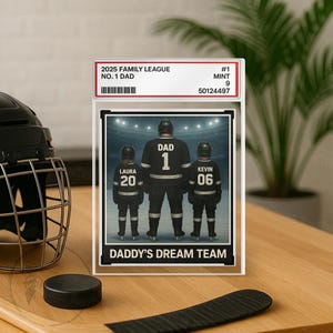 Plaque de bloc acrylique personnalisée pour papa n ° 1, carte à collectionner, cadeau de fête des pères pour amateur de hockey, joueur de hockey, cadeau pour mari de hockey