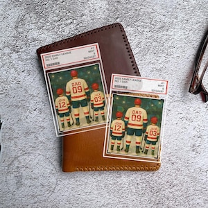Hockey n° 1 papa grand-père homme et enfants à échanger carte portefeuille personnalisée style carte acrylique, cadeau d'anniversaire de fête des pères pour joueur de hockey