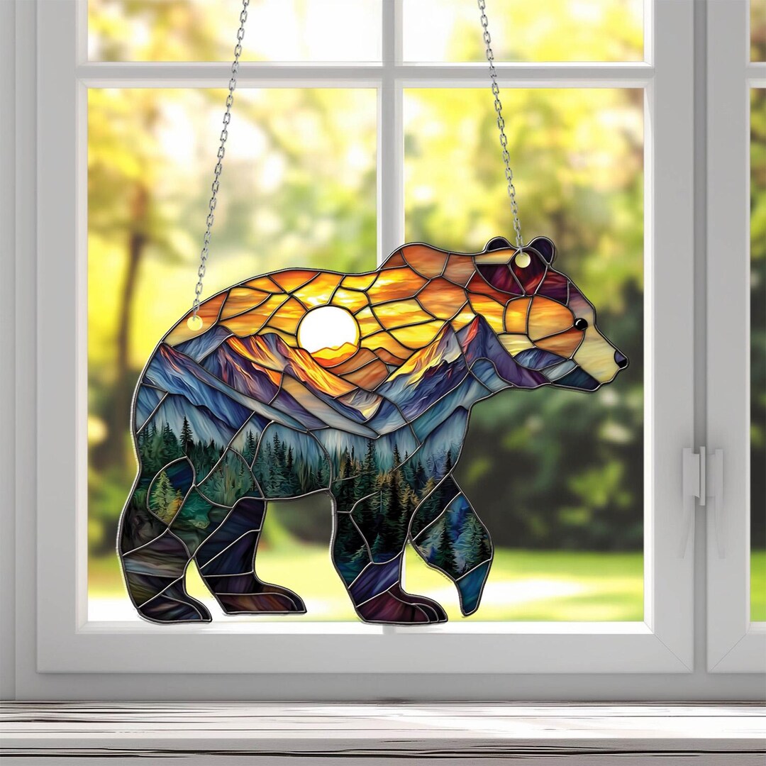 Grizzly Bear Acrylic Window Hanging: Nature Art Home Decor - Etsy