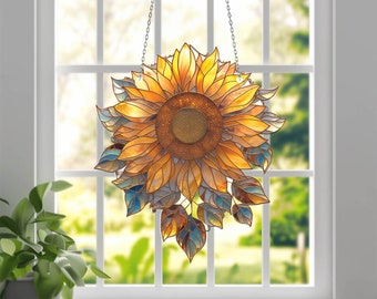 Sunflower Acrylic Window Hanging, Gift For Sunflower Lover, Sunflower Decoration,  Housewarming gift for plant lover, Gift Decor For Grandma