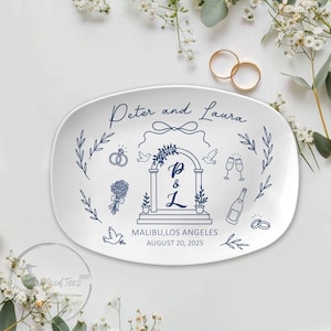 Personalized Wedding Keepsake Platter: Custom Names & Date, Decorative Plate