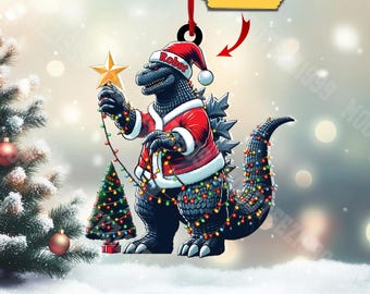Personalized Godzila Christmas Ornament, Funny Godzila Ornament, Funny Xmas Tree Decor, Christmas Gift for Godzila Lovers, Gift for Him