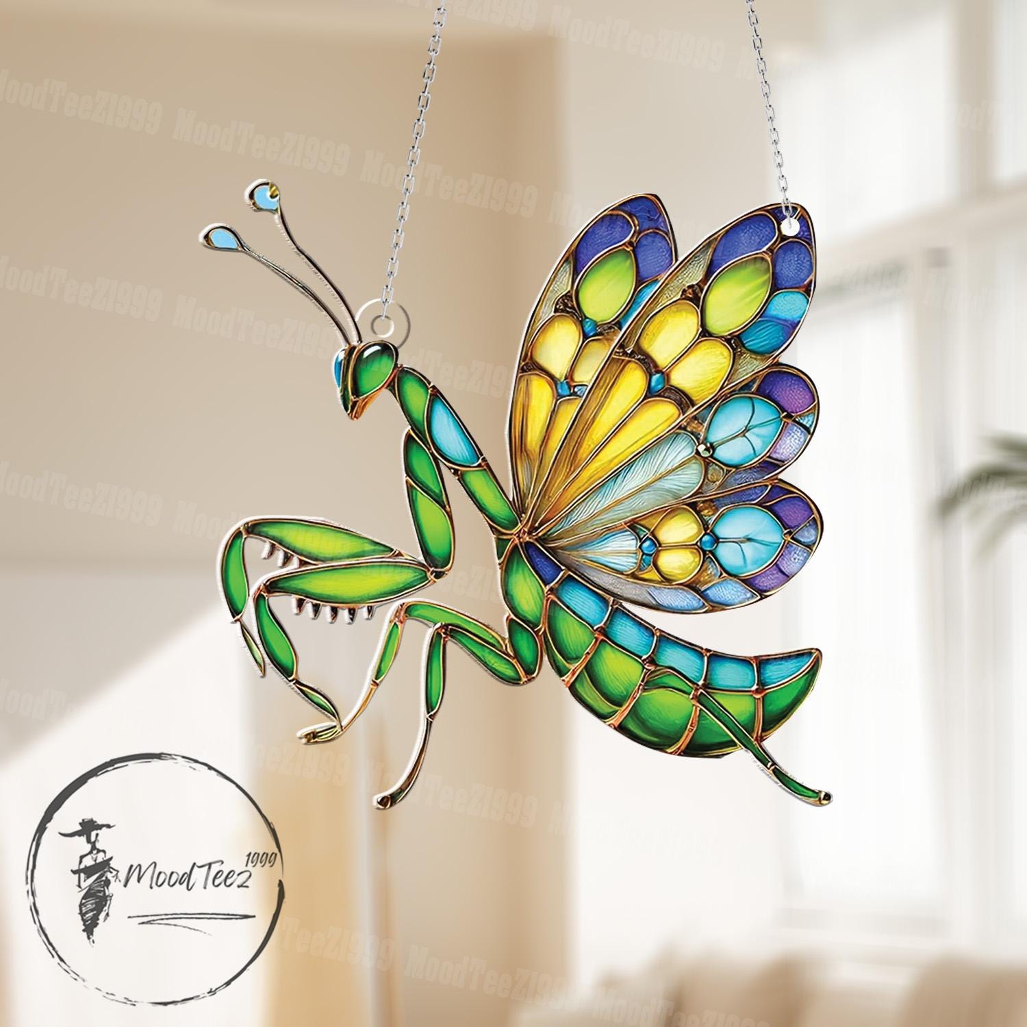 Praying Mantis Window Hanging: Colorful Acrylic Insect Decor